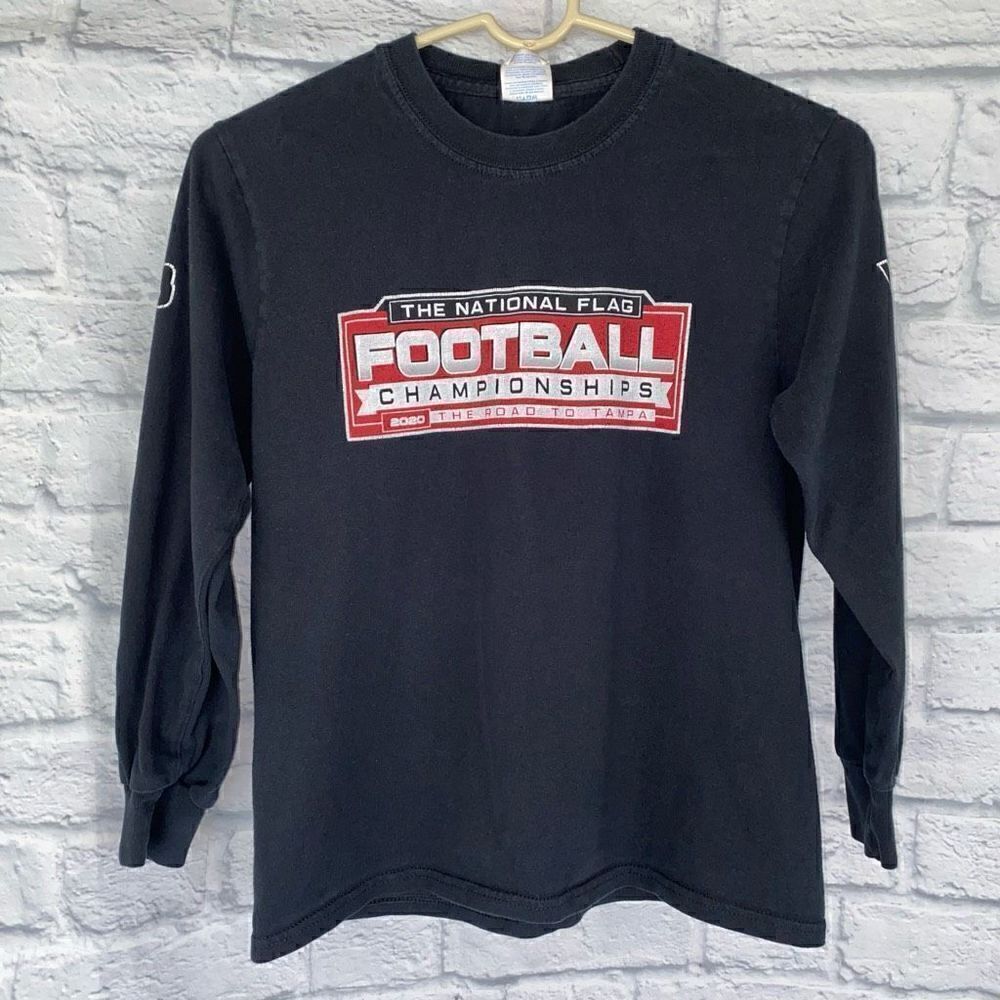 Port & company Longsleeve Crewneck flag football championship t-shirt youth M
